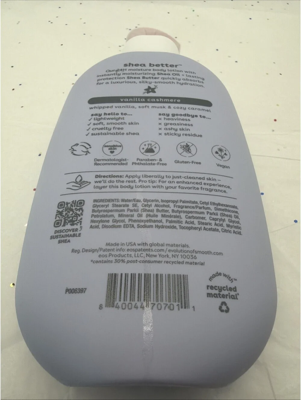 eos Shea Better Body Lotion Vanilla Cashmere 16 oz 24H Moisture Shea Butter NEW